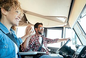 2326110863 Happy,Couple,Drive,And,Enjoy,Travel,With,Camper,Van,Vehicle.